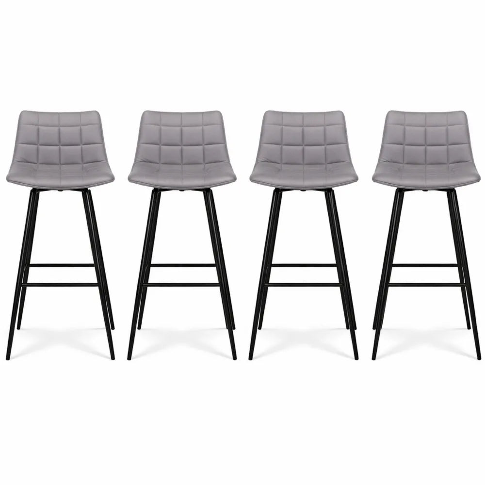 Ensemble de 4 tabourets de comptoir en velours gris clair