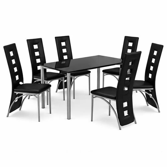 Ensemble de 6 chaises de salle à manger avec dossier haut en cuir PVC