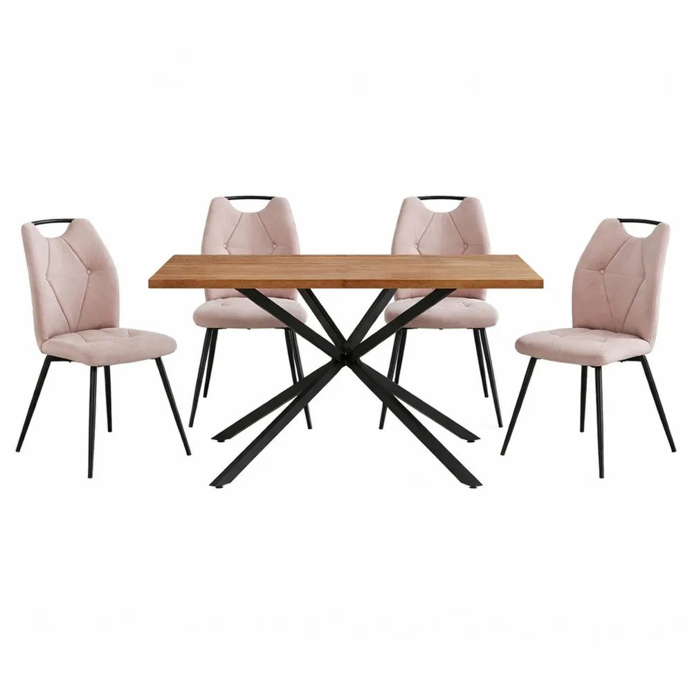 Ensemble de salle à manger 5 pièces, table carrée 140 cm avec chaises rembourrées