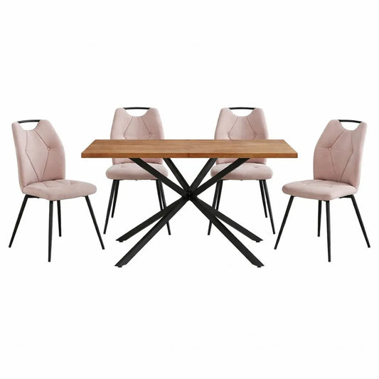Ensemble de salle à manger 5 pièces, table carrée 140 cm avec chaises rembourrées