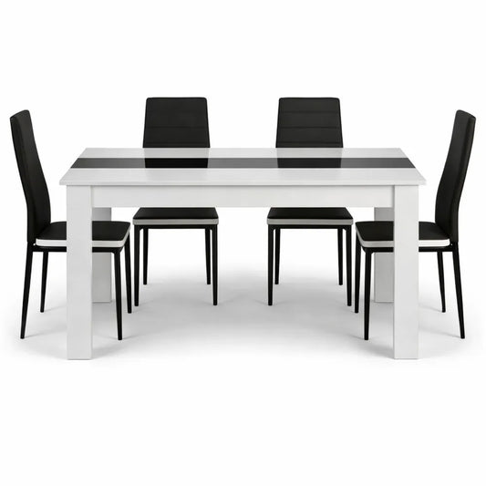 Table à Manger Moderne avec Chaises Noires et Blanches