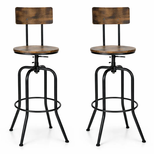 Tabourets de Bar Réglables avec Dossier et Repose-Pieds