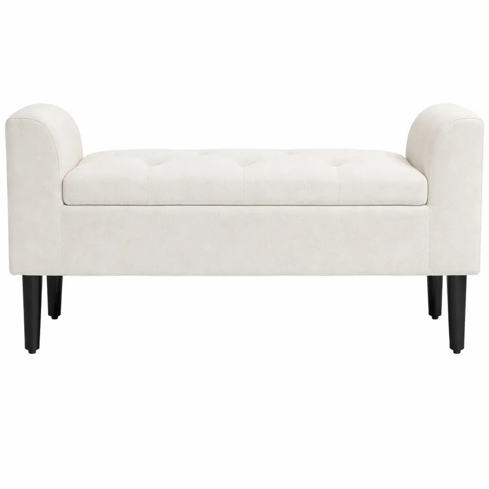 Banquette de Rangement Capitonnée avec Accoudoirs, Idéale pour Chambre, Entrée ou Salon