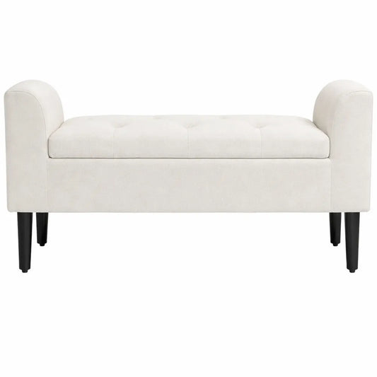 Banquette de Rangement Capitonnée avec Accoudoirs, Idéale pour Chambre, Entrée ou Salon