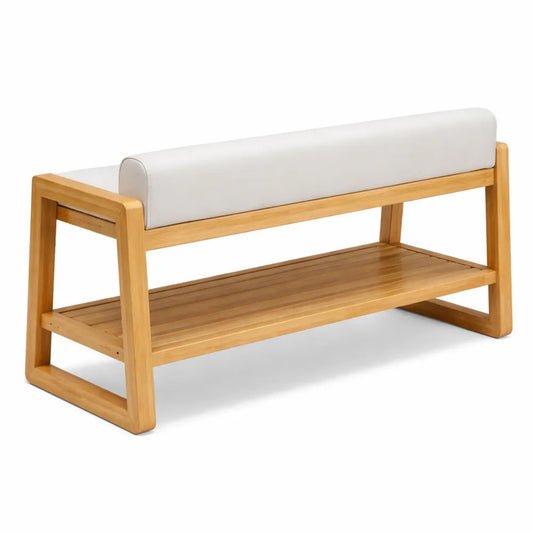 Banc de rangement pour chaussures en bois avec coussin
