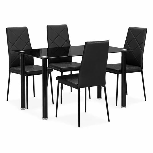 Ensemble de salle à manger 5 pièces avec plateau en verre