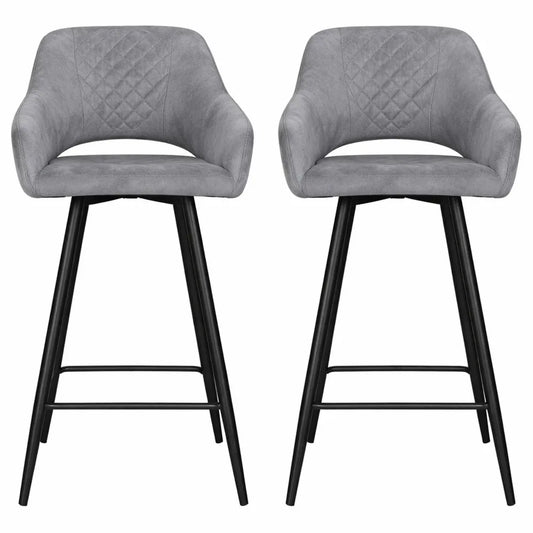 Tabourets Hauts en Velours avec Accoudoirs et Repose-Pieds, 67 cm - Gris