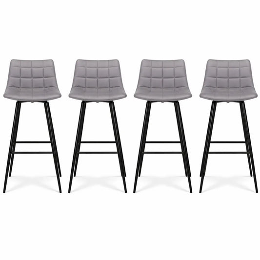 Ensemble de 4 tabourets de comptoir en velours gris clair