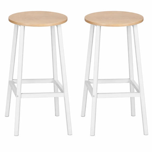 Tabourets de bar réglables avec repose-pieds, acier robuste, finition blanc et naturel