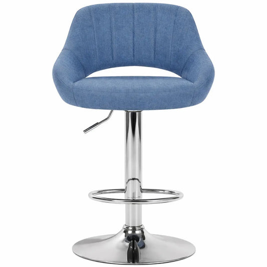 Tabouret de bar réglable en hauteur avec dossier et tissu rembourré